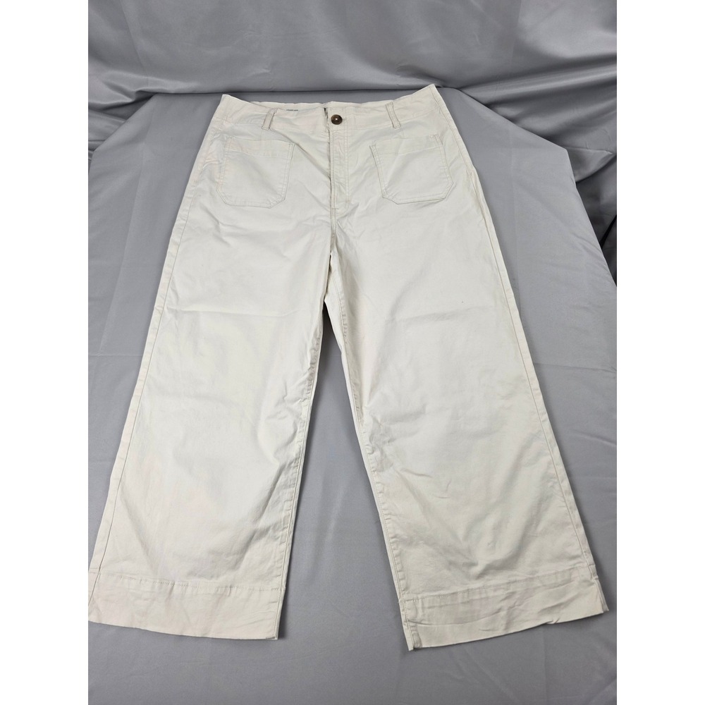 ANA A New Approach Highest Rise Wide Leg Crop Pants Cream Off White Plus Size 18